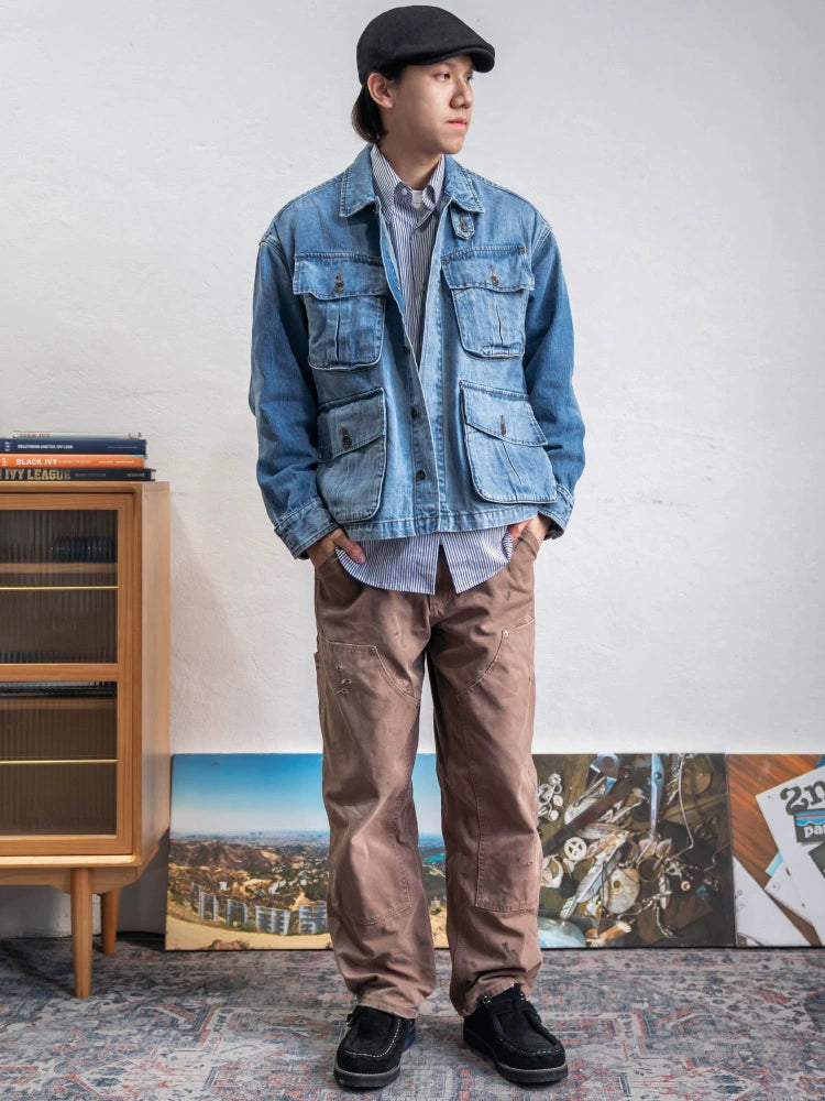 NEW THIS YEAR POPULAR AMERICAN RETRO CASUAL WASH DENIM JACKET MEN'S JACKET 2024