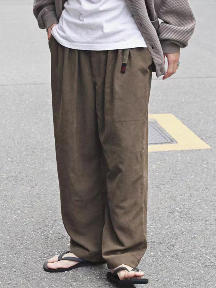 retro solid corduroy slacks trousers