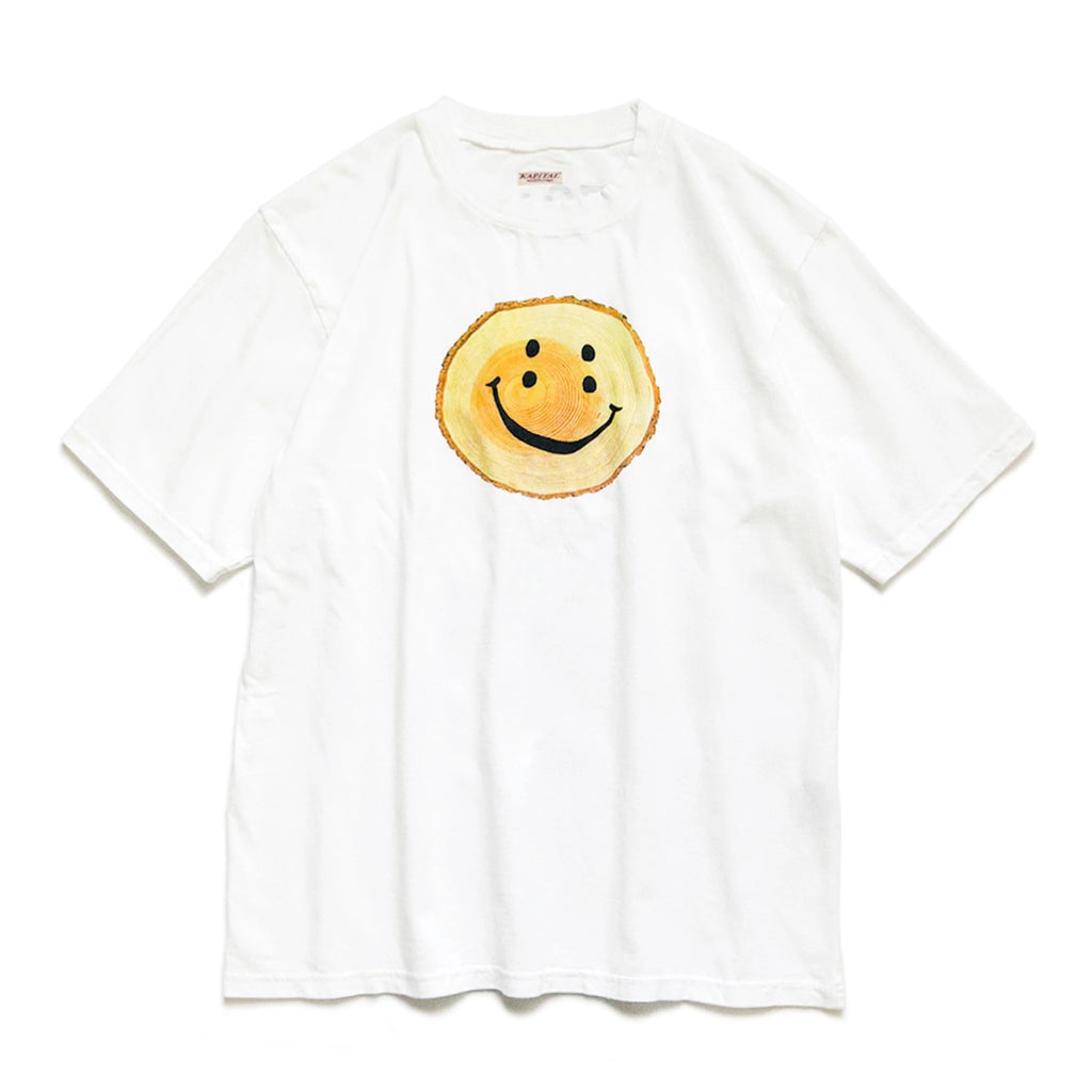 Japanese casual tenzhu cotton loose crew neck smiley face print short sleeve T-shirt