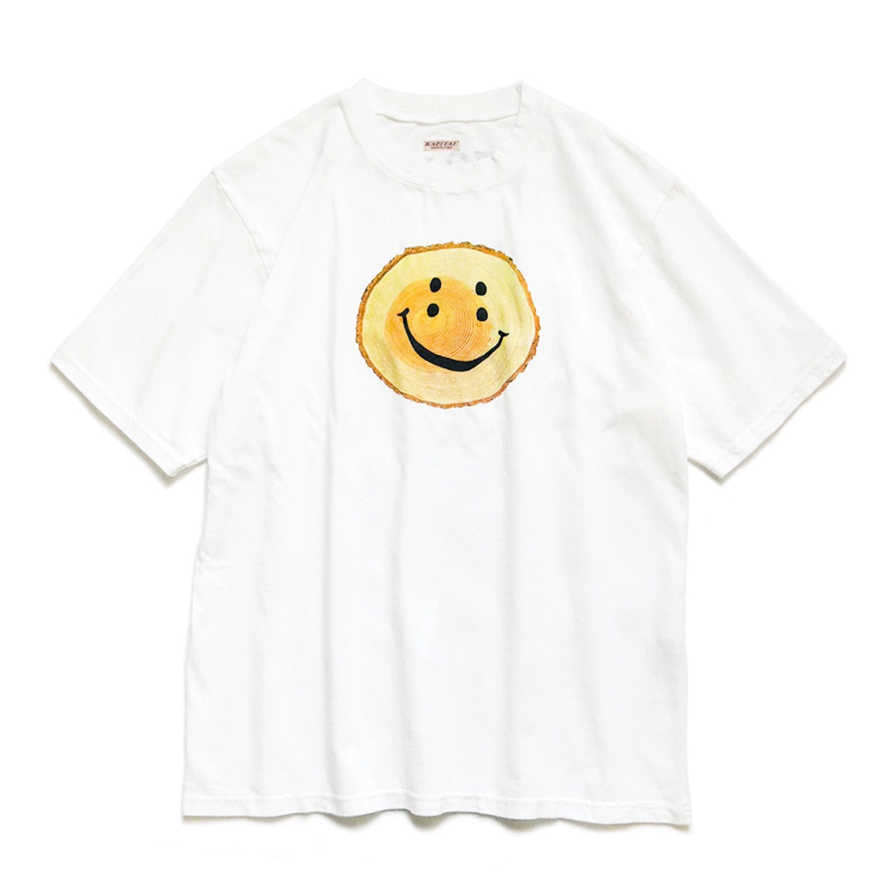 Japanese casual tenzhu cotton loose crew neck smiley face print short sleeve T-shirt