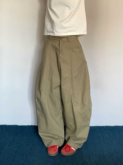 Washed Wide-Leg Cargo Pants – American Retro Unisex