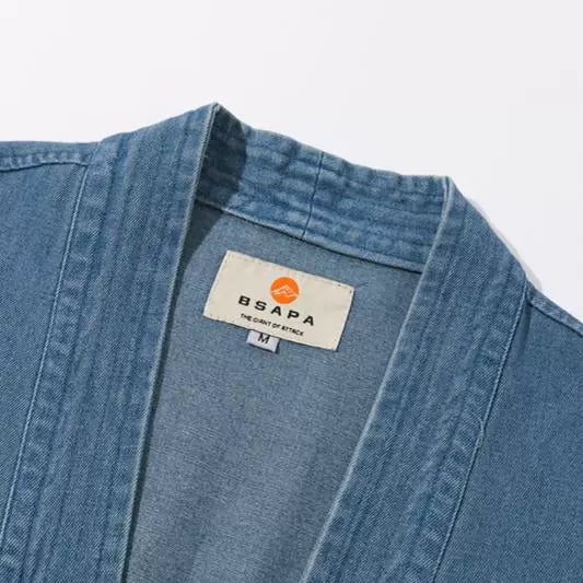 Japanese retro autumn ethnic style sticker cloth tassels design robe coat