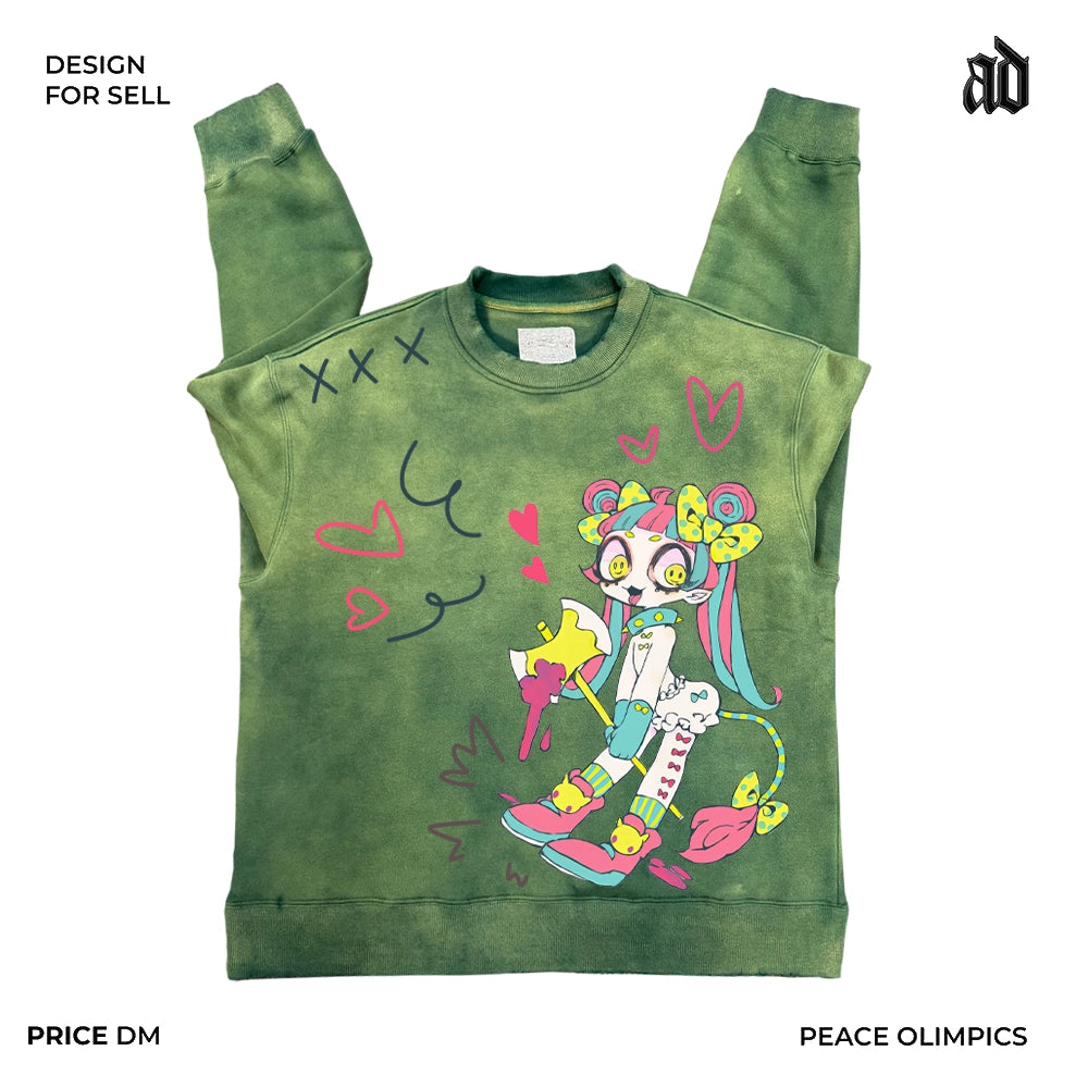 ins style trend retro American cartoon children's fun all-matching loose top round neck sweater