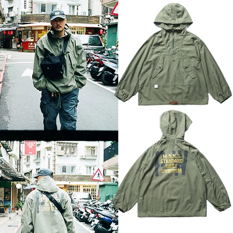 Overalls jacket men's day tide loose hem zipper coat