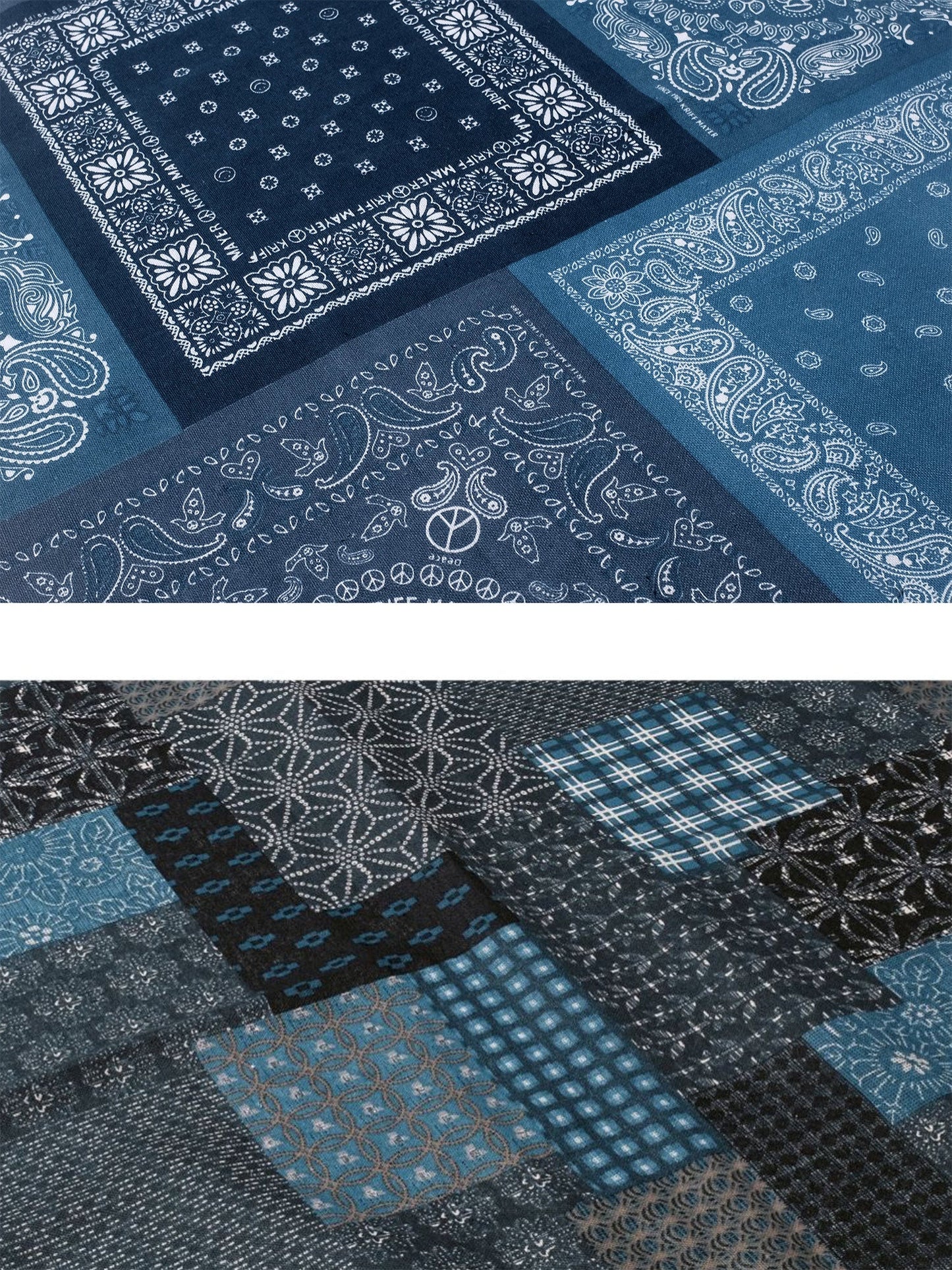 Japanese Paisley Patchwork Scarf – Cotton Linen Double-Layer Wrap
