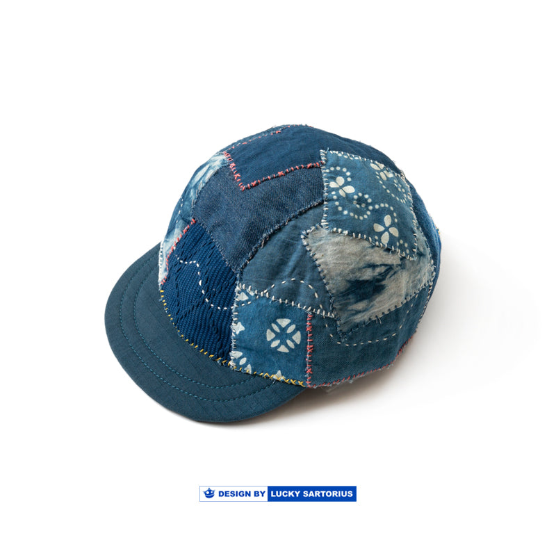 All handmade indigo dyed patches patches ragged hand-embroidered short-brimmed caps adjustable size men's and women's caps