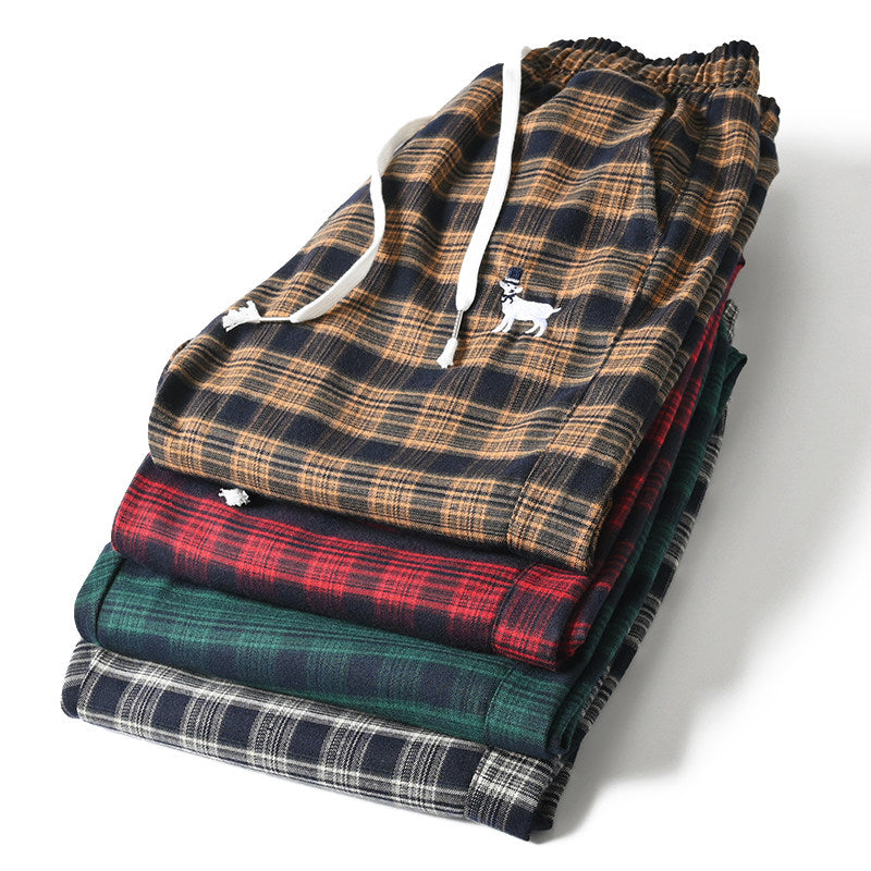 Japanese style retro plaid casual pants, spring/summer thin plaid straight leg tapered harem pants/sports pants – Japanese vintage | yamalin clothes | Yamalinclothes