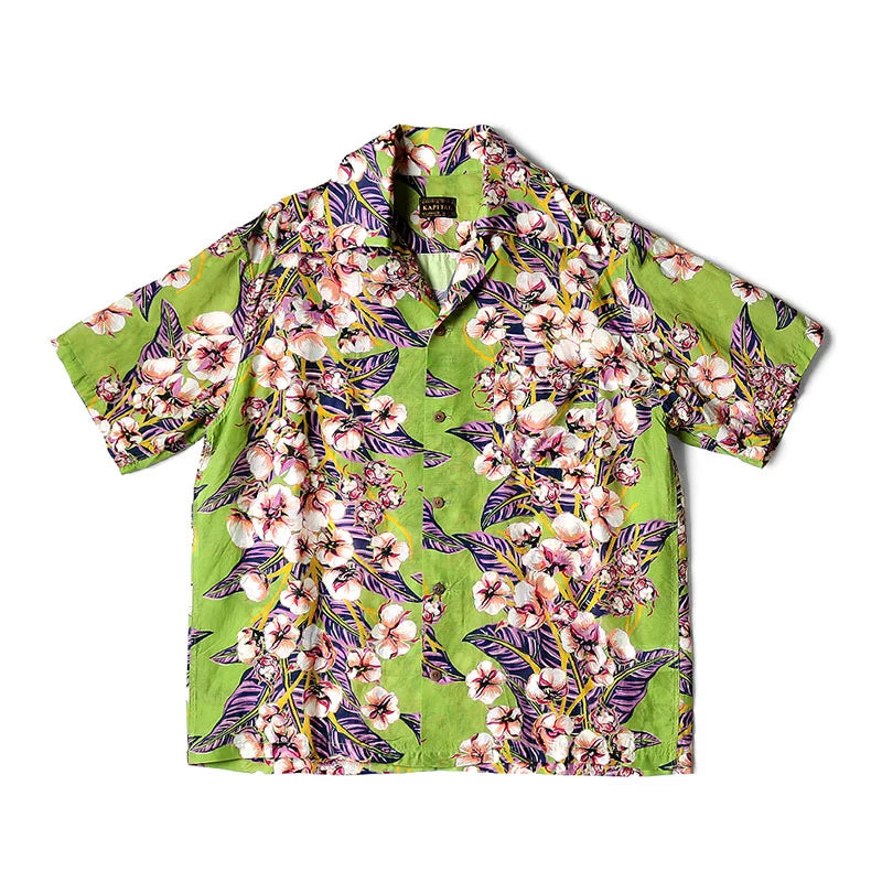unisex floral print Japanese all-over casual short-sleeved shirt