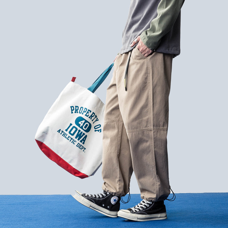 Japanese retro corduroy pocket stitching feet casual pants cotton cloth pants men's trend