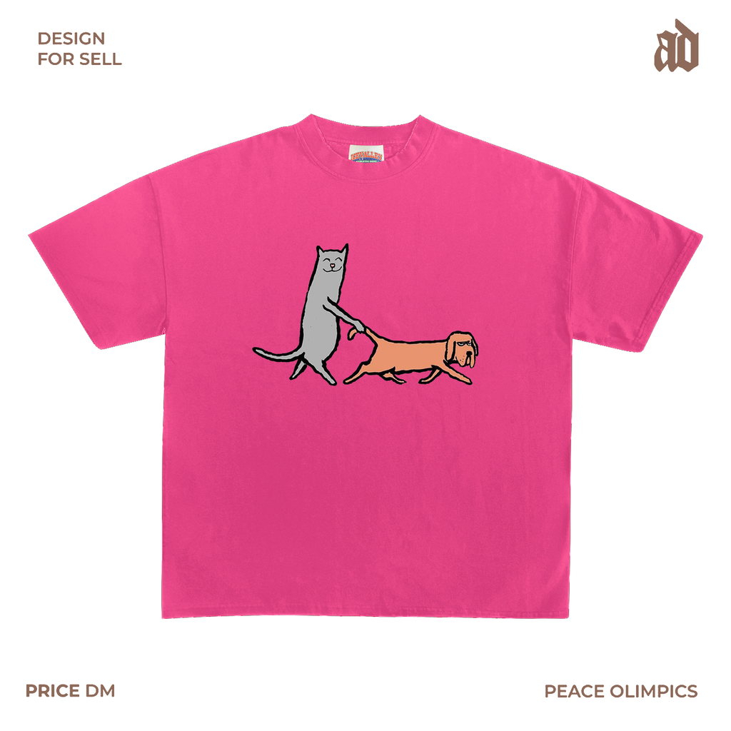 230G light shoulder round neck short sleeve T-shirt cat dog fun spoof funny funny funny childlike cute