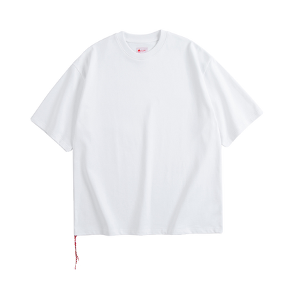Japanese summer heavy 320g short-sleeved T-shirt small red rope city boy short tee