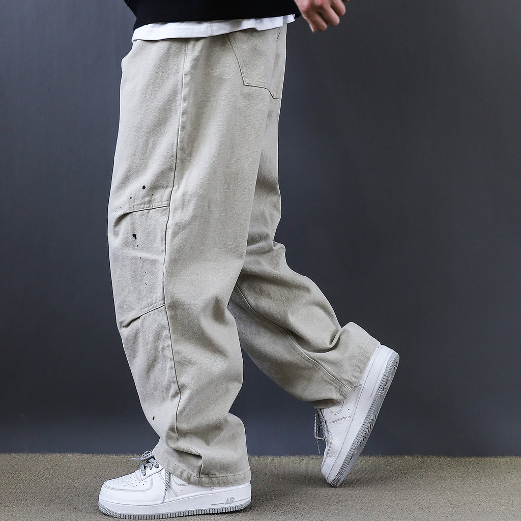 2025 American Retro Basic Wash Straight Pants Simple Retro Workwear Youth Black Design Casual Pants Men
