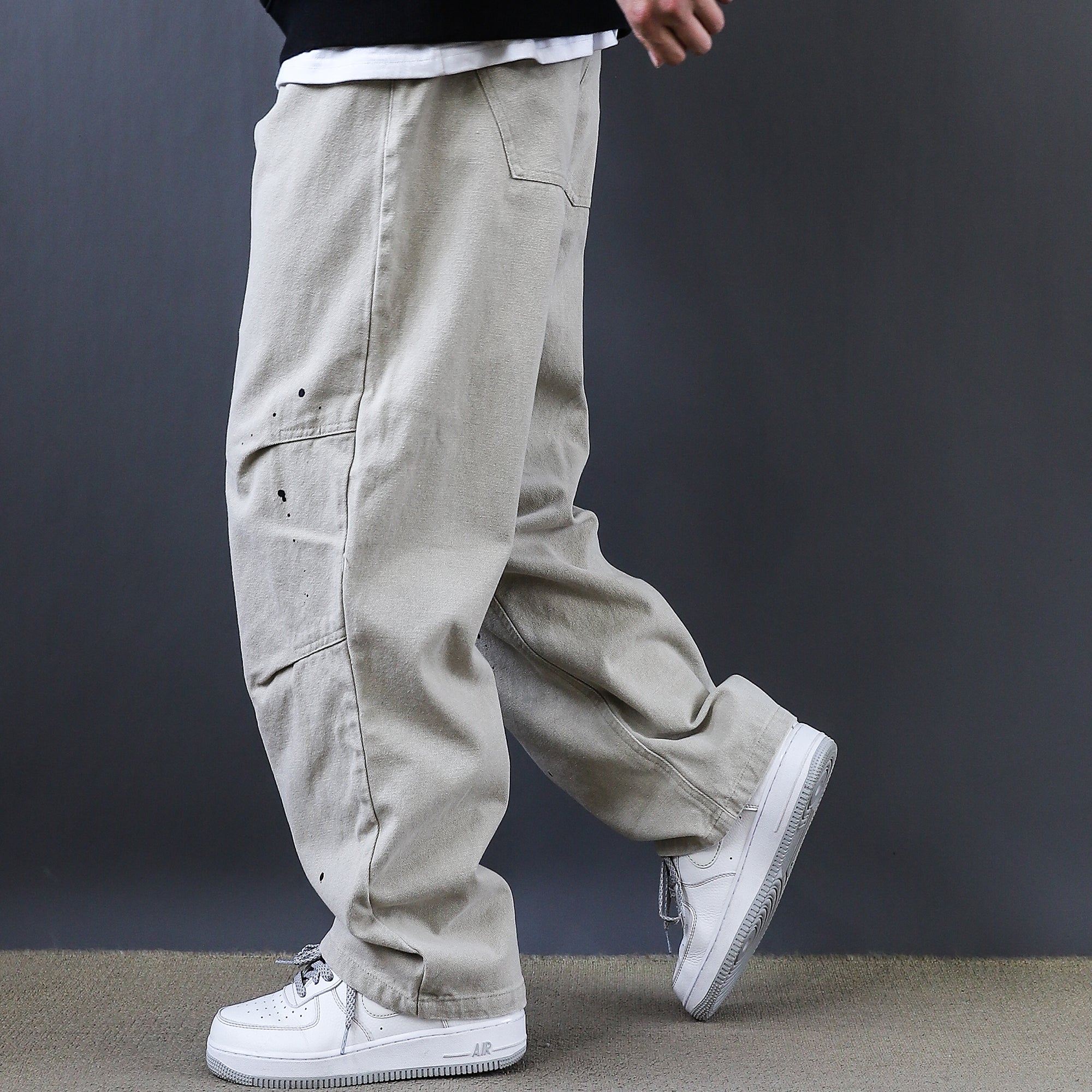 2025 American Retro Basic Wash Straight Pants Simple Retro Workwear Youth Black Design Casual Pants Men
