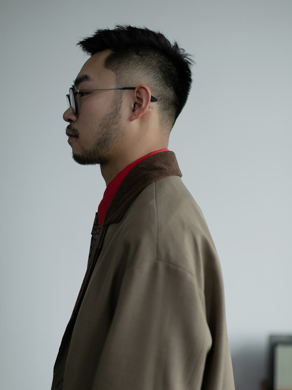 Spring and Autumn New corduroy collar casual suit for men loose profile high-class suit color matching outer