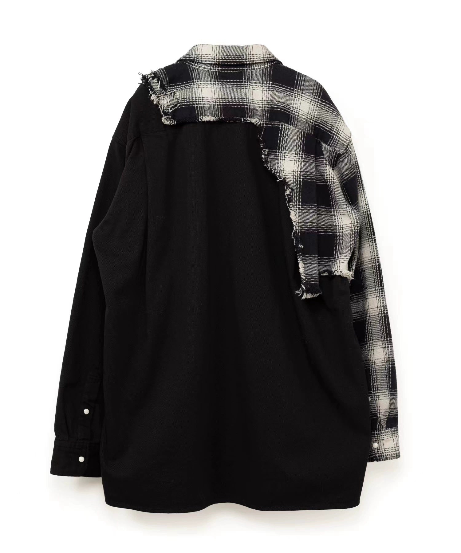 Irregular patchwork plaid jacket shirt coat