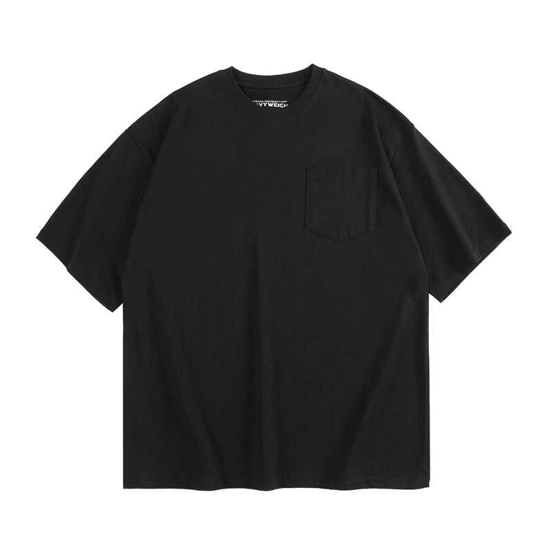 Japanese tooling heavy small collar short sleeve men pure cotton fashion brand pocket T-shirt