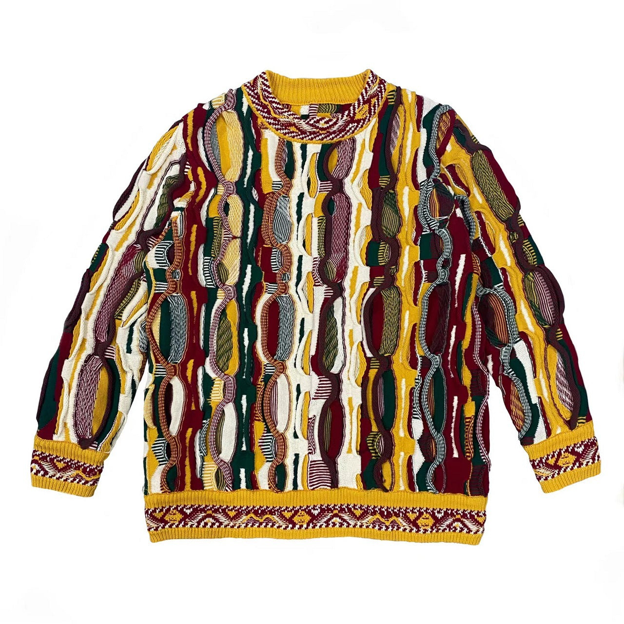 Kapital Bitter-Melon Patchwork Sweater – Vintage Pop Knit Crewneck (Unisex)