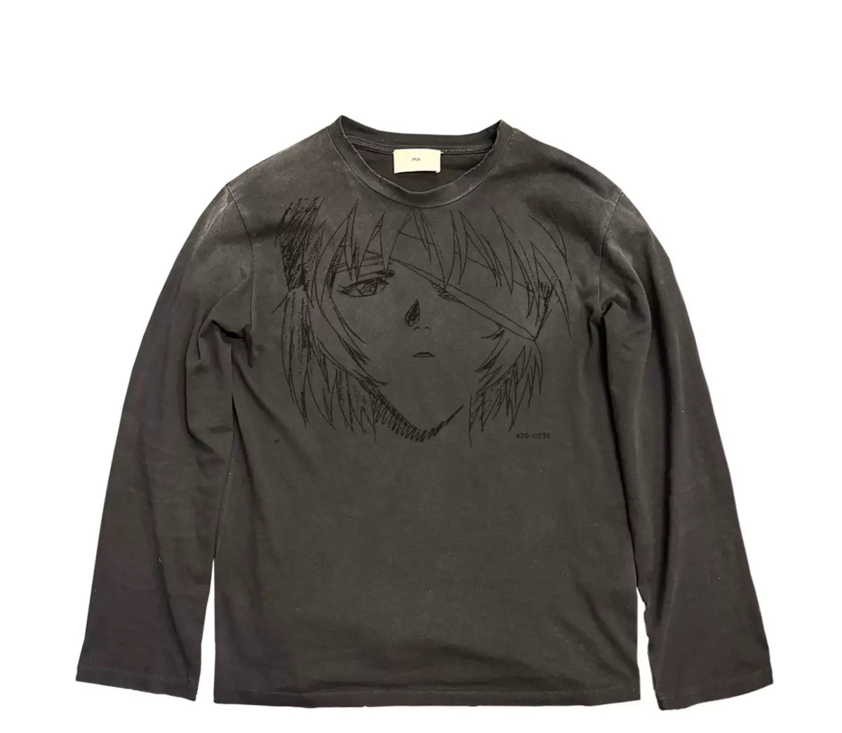 Anime Girl Print Distressed Long Sleeve T-Shirt – Japanese Illustration Loose Unisex