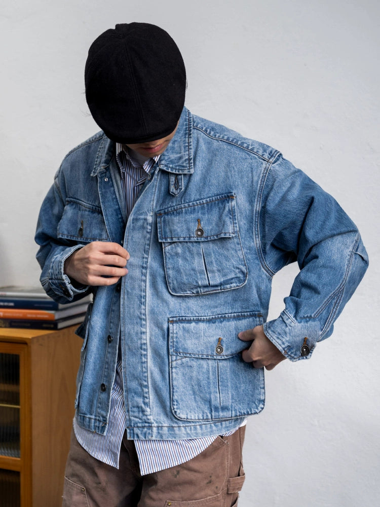 NEW THIS YEAR POPULAR AMERICAN RETRO CASUAL WASH DENIM JACKET MEN'S JACKET 2024