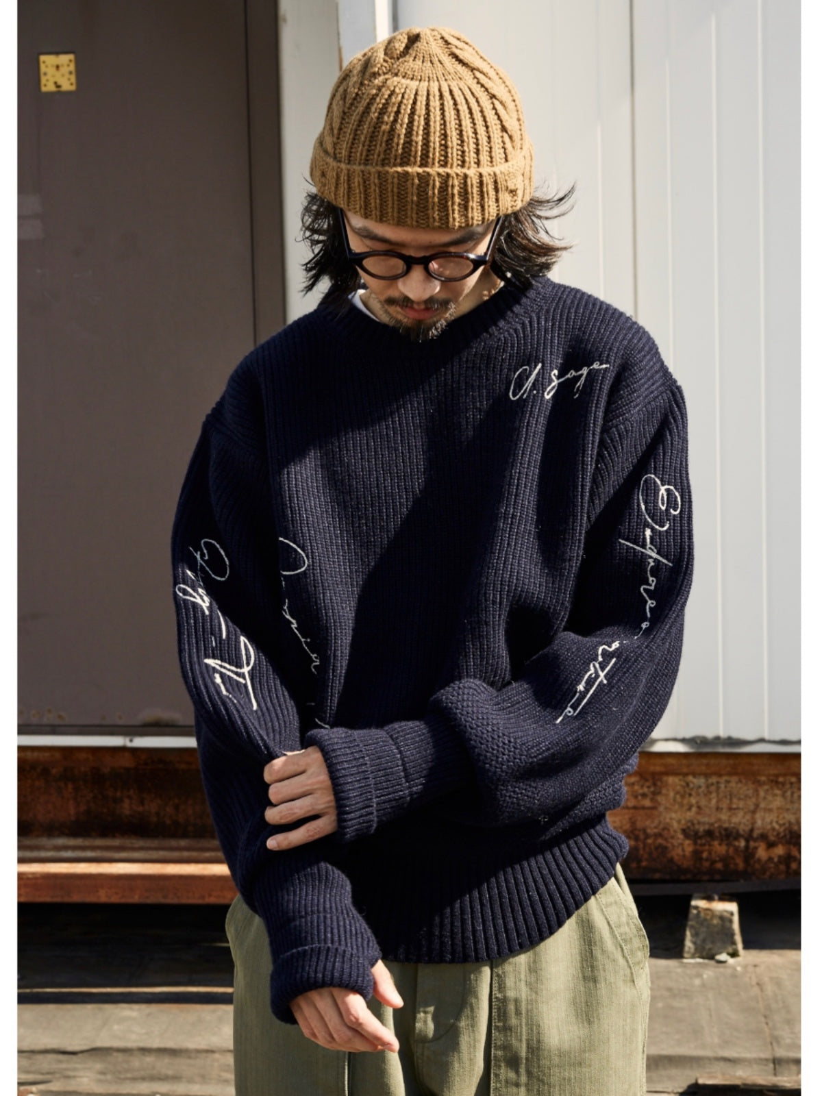 U.Sage FW24 USAGE Sailor Sweater Vintage all-wool signature embroidered sailor sweater