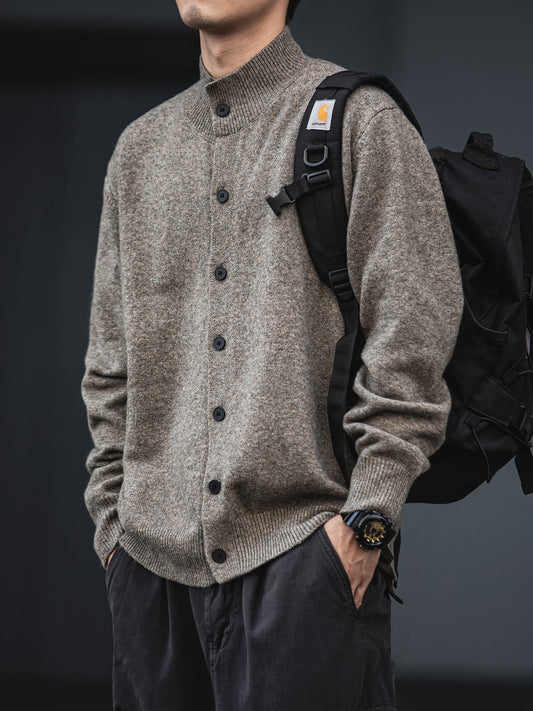 Wool Blend Half-Turtleneck Cardigan – Old Money Knit Men – Japanese vintage | yamalin clothes | Yamalinclothes