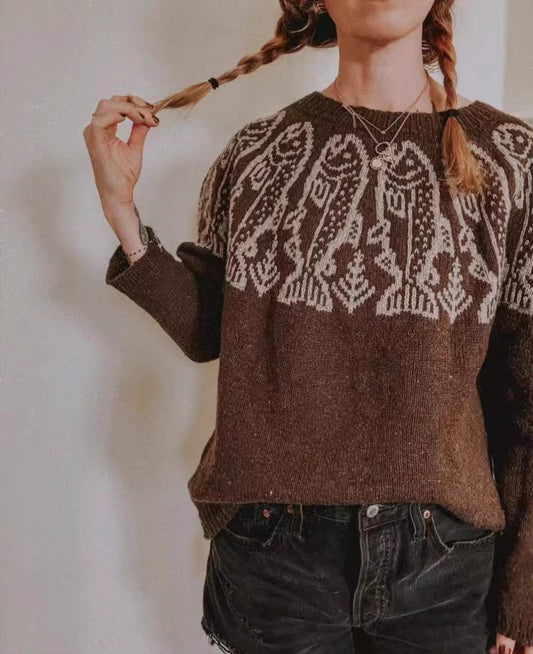 Polar Bear Heart Jacquard Sweater – Japanese Retro Unisex Knit