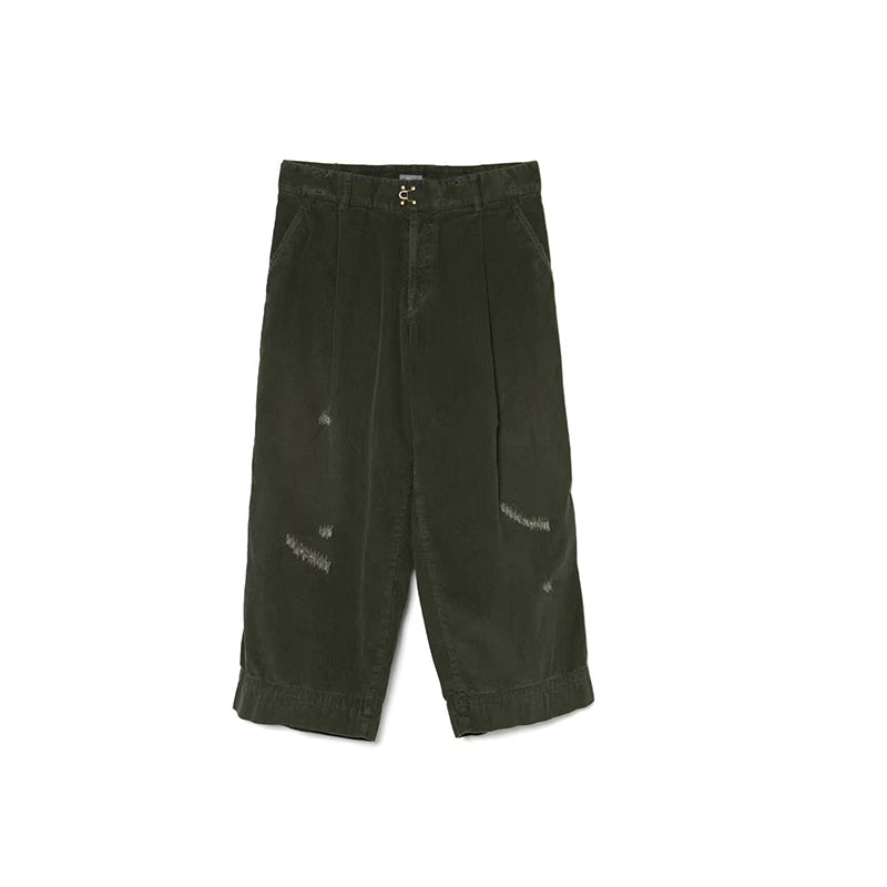 Japanese two-tone casual trend distressed unisex loose corduroy pants