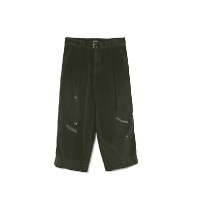 Japanese two-tone casual trend distressed unisex loose corduroy pants
