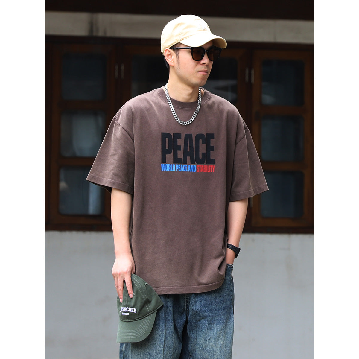 320G American Heavy Cotton Short Sleeve T-Shirt Men's Summer Fashion Brand European and American Retro Print Half Sleeve Sleeve T-shirt Top