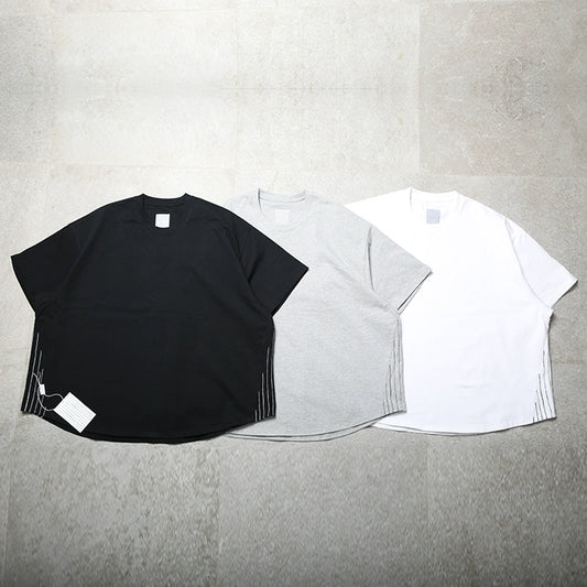 Clearance handling is very loose SFC side stripe wide cotton short sleeve Japanese loose