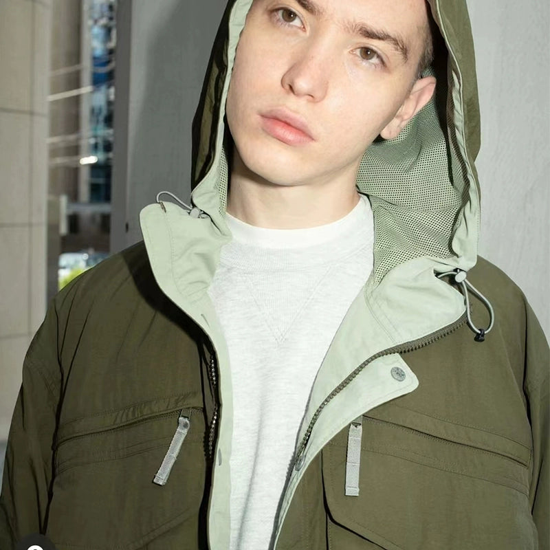 Japanese Outdoor Functional Multi-Pocket Cropped Hooded Jacket Jacket