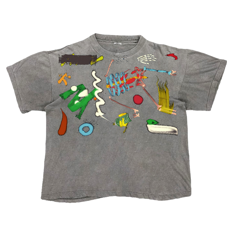 Pigment Tattoo Heavyweight distressed dirty decadent top retro spray painted small neckline short sleeve T-shirt