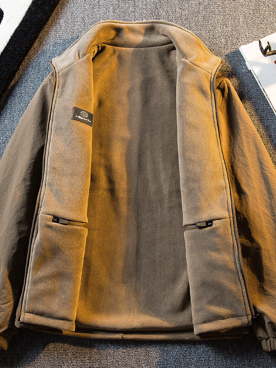 Fleece Thickened Reversible Stand Collar Jacket – Warm Unisex Autumn Winter