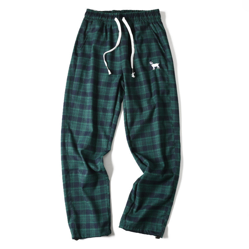 Japanese style retro plaid casual pants, spring/summer thin plaid straight leg tapered harem pants/sports pants – Japanese vintage | yamalin clothes | Yamalinclothes