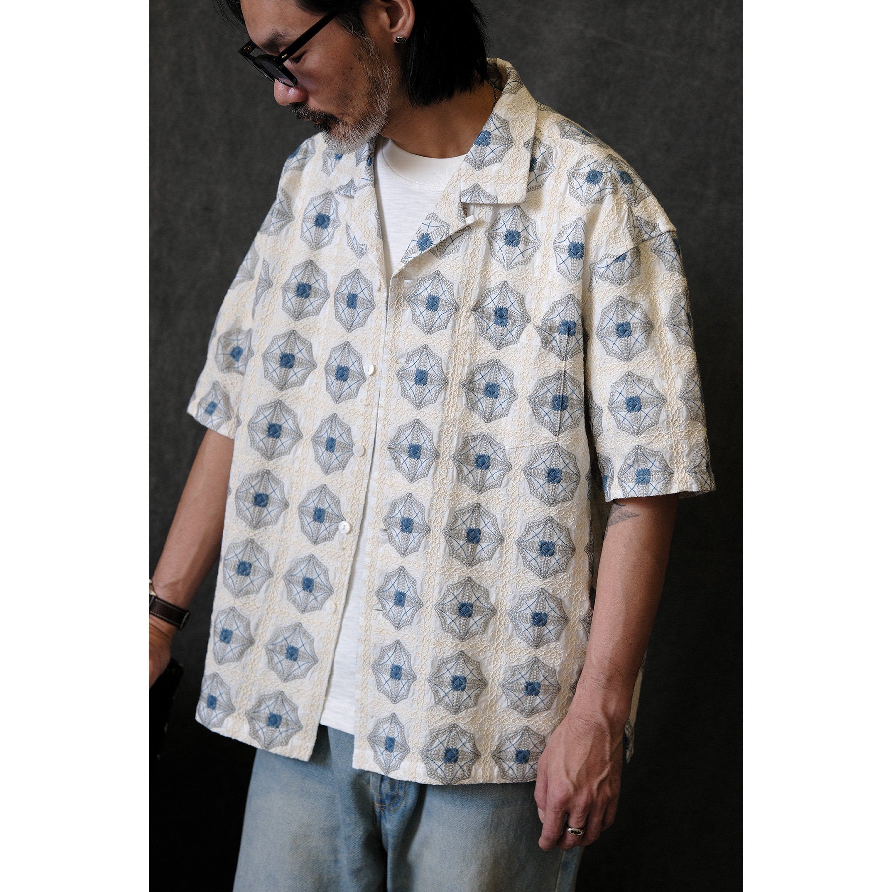 Vintage Kangzheng Labour Union Vintage 100 needle jacquard short sleeves Hawaiian Cuban lining LU958 – Japanese vintage | yamalin clothes | Yamalinclothes