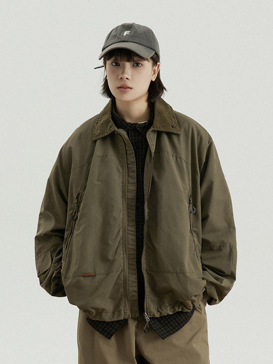 Japanese Vintage Workwear Lapel Jacket – Relaxed Unisex Chore Coat