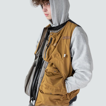 Japanese functional multi-pocket men's and women's same loose tooling mountain city functional vest vest