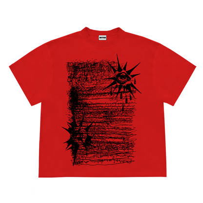 260G Heavy Y2K Red Short Sleeve Tee – Visual Goth Unisex Niche Streetwear – Japanese vintage | yamalin clothes | Yamalinclothes