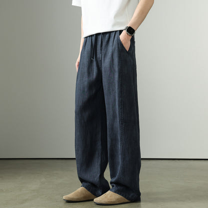 Premium Tencel Linen Wide Leg Pants – Loose Straight Lyocell Breathable Summer Slacks for Men | Japanese vintage | yamalin clothes | Yamalinclothes
