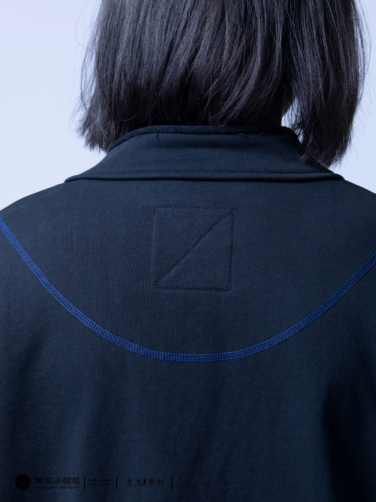 Original design men's terry stitching casual loose raw edge knitted jacket N