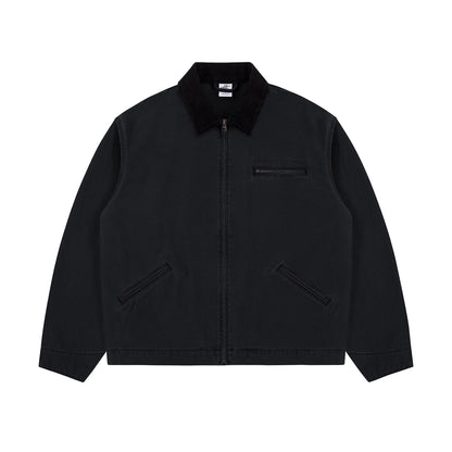 15oz Heavy Canvas Cargo Jacket – Washed Distressed Loose Oversized Streetwear