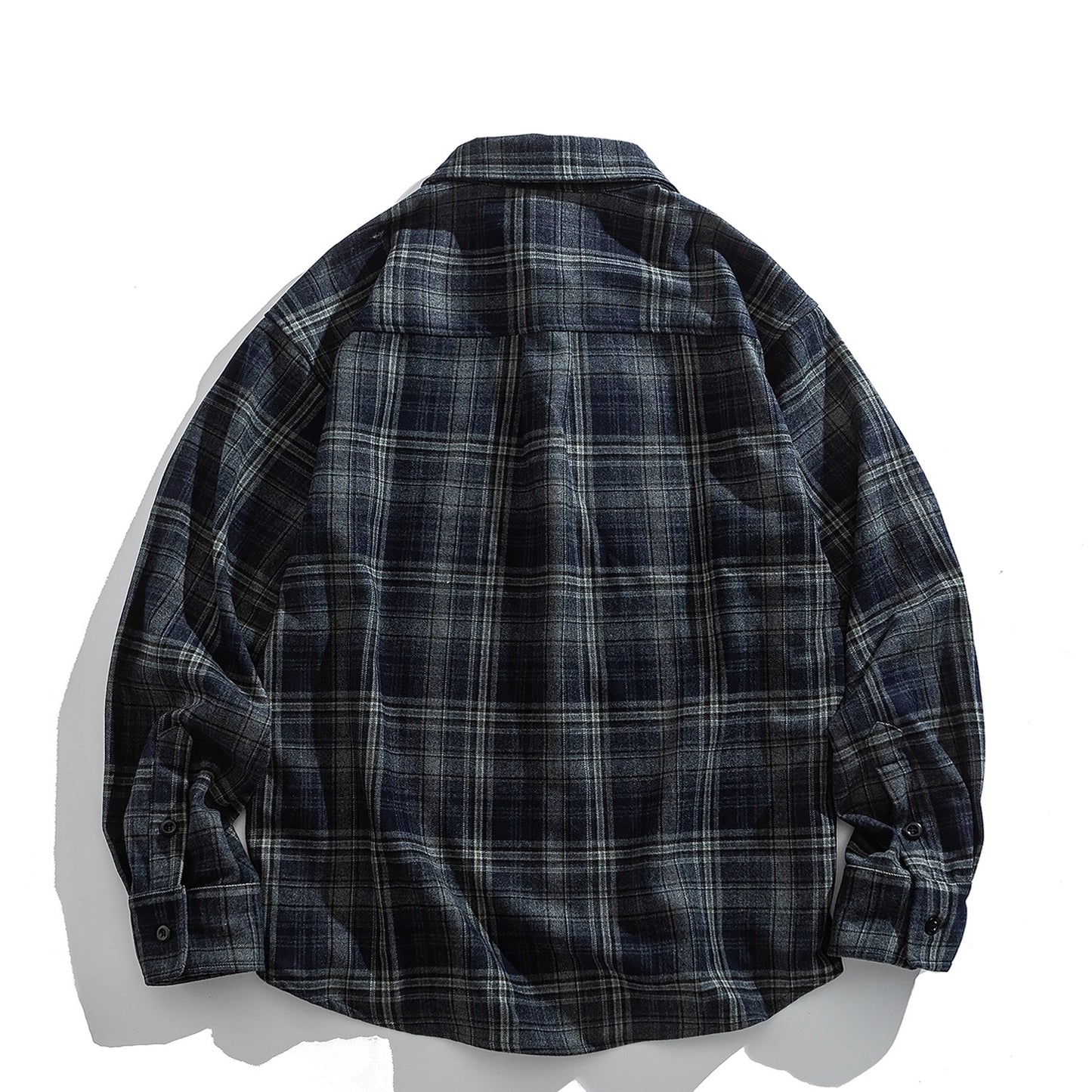Japanese Vintage Large Plaid Wool-Blend Long-Sleeve Shirt – Oversized Unisex