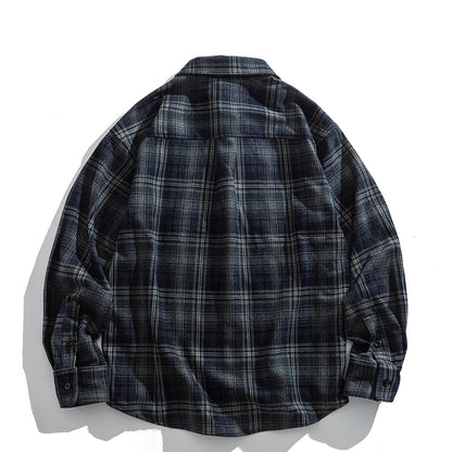 Japanese Vintage Large Plaid Wool-Blend Long-Sleeve Shirt – Oversized Unisex
