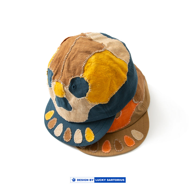 Handmade stickers embroidered short brim cap cartoon skull hat men and women