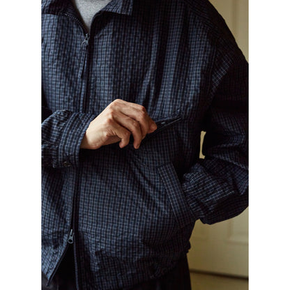 FW24 Vintage Harrington Jacquard Jacket - Yamalin Plaid Texture Memory Fabric Lapel Jacket