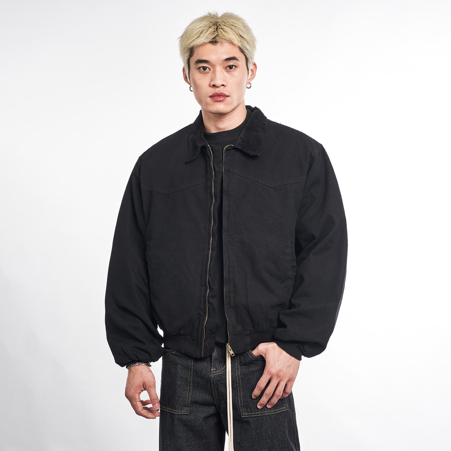 Detroit Cargo Denim Padded Winter Jacket – Retro Lapel Unisex