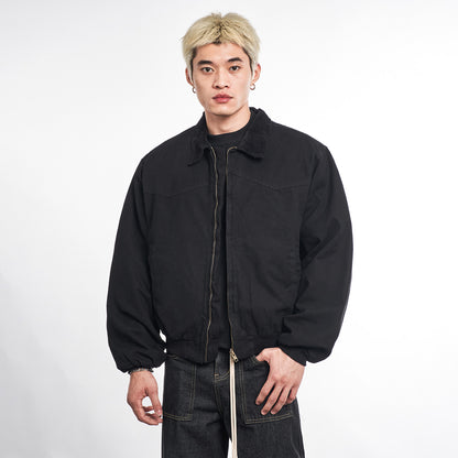 Detroit Cargo Denim Padded Winter Jacket – Retro Lapel Unisex
