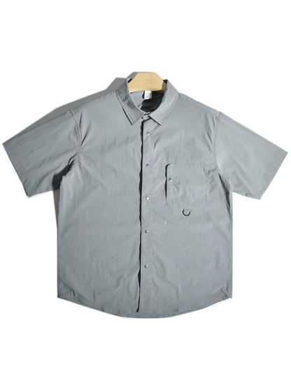 Summer thin quick-drying mountain outdoor functional wind pocket cargo short-sleeved shirt Japanese loose casual shirt men