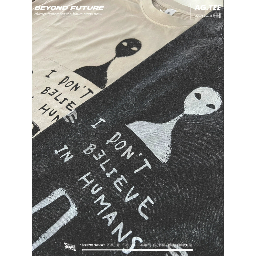 American retro washed old heavy fashion brand Europe and America oversize neutral short sleeve