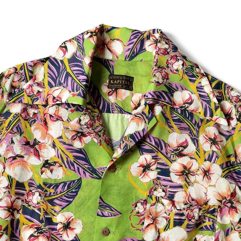 unisex floral print Japanese all-over casual short-sleeved shirt